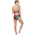 Blue And Red-1-1 Frilly One Shoulder Swimsuit View2