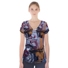 Trip In A Woods-1-1 Short Sleeve Front Detail Top by bestdesignintheworld