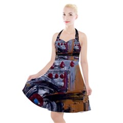 Trip In A Woods-1-1 Halter Party Swing Dress 