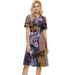 Trip In A Woods-1-1 Button Top Knee Length Dress