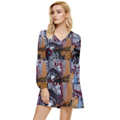 Trip In A Woods-1-1 Tiered Long Sleeve Mini Dress