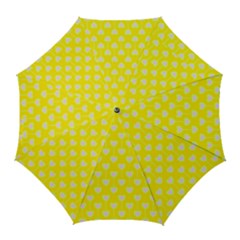 Purple Hearts On Yellow Background Golf Umbrellas by SychEva