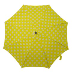 Purple Hearts On Yellow Background Hook Handle Umbrellas (medium) by SychEva