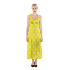 Purple Hearts On Yellow Background Sleeveless Maxi Dress by SychEva