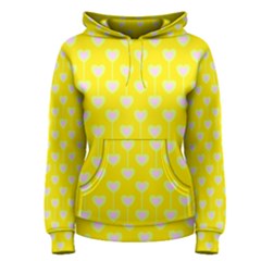 Purple Hearts On Yellow Background Women s Pullover Hoodie by SychEva