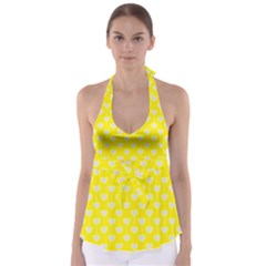 Purple Hearts On Yellow Background Babydoll Tankini Top by SychEva