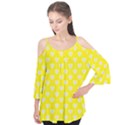 Purple Hearts On Yellow Background Flutter Sleeve Tee  View1