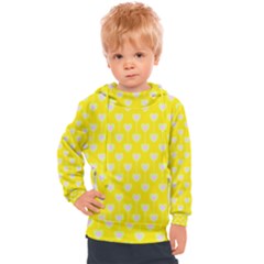 Purple Hearts On Yellow Background Kids  Hooded Pullover by SychEva