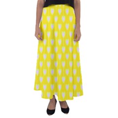 Purple Hearts On Yellow Background Flared Maxi Skirt by SychEva