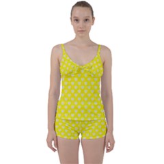 Purple Hearts On Yellow Background Tie Front Two Piece Tankini by SychEva