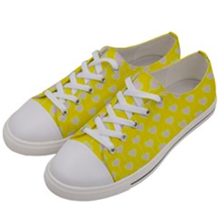 Purple Hearts On Yellow Background Men s Low Top Canvas Sneakers by SychEva