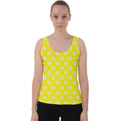 Purple Hearts On Yellow Background Velvet Tank Top by SychEva