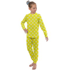 Purple Hearts On Yellow Background Kids  Long Sleeve Set  by SychEva