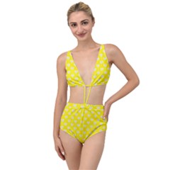 Purple Hearts On Yellow Background Tied Up Two Piece Swimsuit by SychEva