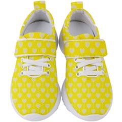 Purple Hearts On Yellow Background Kids  Velcro Strap Shoes by SychEva