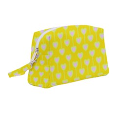 Purple Hearts On Yellow Background Wristlet Pouch Bag (medium) by SychEva