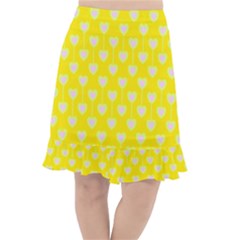 Purple Hearts On Yellow Background Fishtail Chiffon Skirt by SychEva