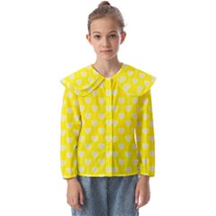 Purple Hearts On Yellow Background Kids  Peter Pan Collar Blouse by SychEva