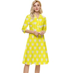 Purple Hearts On Yellow Background Classy Knee Length Dress by SychEva