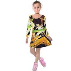 Grasshopper-1-1 Kids  Long Sleeve Velvet Dress