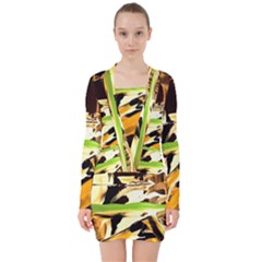 Grasshopper-1-1 V-neck Bodycon Long Sleeve Dress by bestdesignintheworld