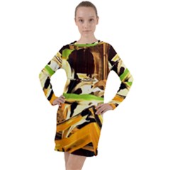 Grasshopper-1-1 Long Sleeve Hoodie Dress