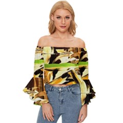 Grasshopper-1-1 Off Shoulder Flutter Bell Sleeve Top