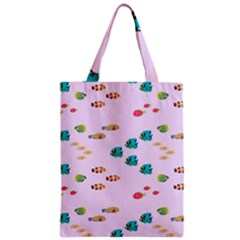 Marine Fish Multicolored On A Pink Background Zipper Classic Tote Bag by SychEva