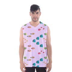 Marine Fish Multicolored On A Pink Background Men s Basketball Tank Top by SychEva