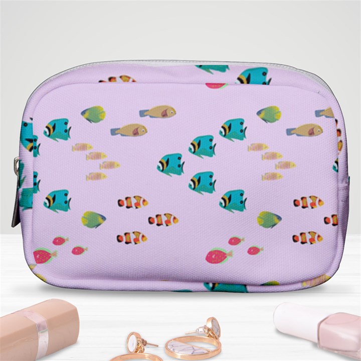 Marine Fish Multicolored On A Pink Background Make Up Pouch (Small)