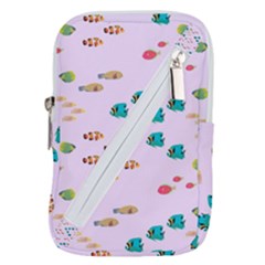 Marine Fish Multicolored On A Pink Background Belt Pouch Bag (large) by SychEva