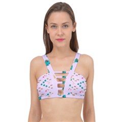 Marine Fish Multicolored On A Pink Background Cage Up Bikini Top by SychEva