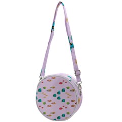 Marine Fish Multicolored On A Pink Background Crossbody Circle Bag by SychEva