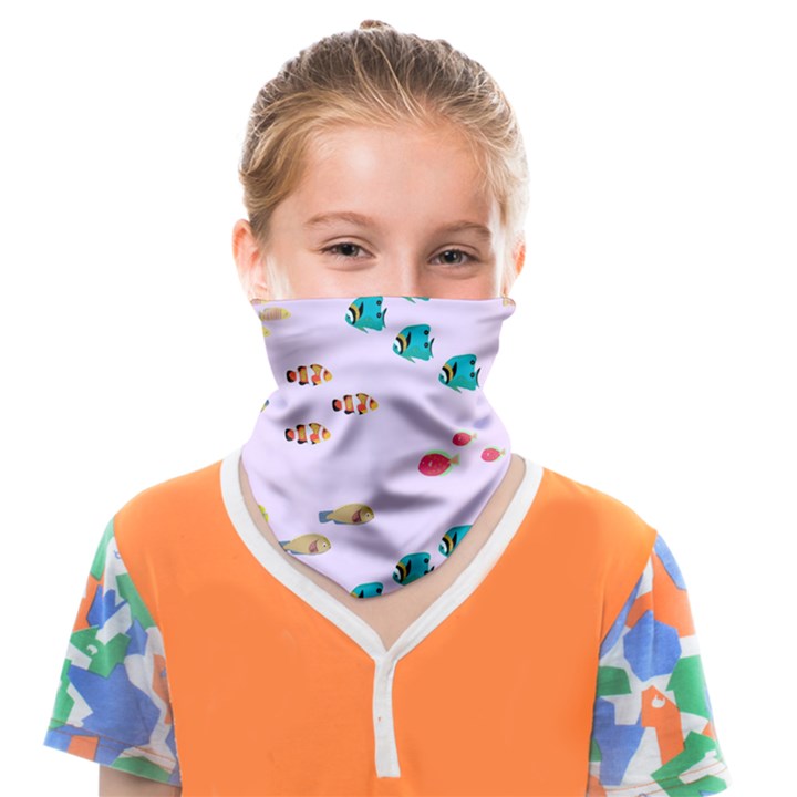 Marine Fish Multicolored On A Pink Background Face Covering Bandana (Kids)