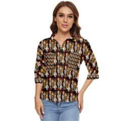 Dindollyblack Women s Quarter Sleeve Pocket Shirt