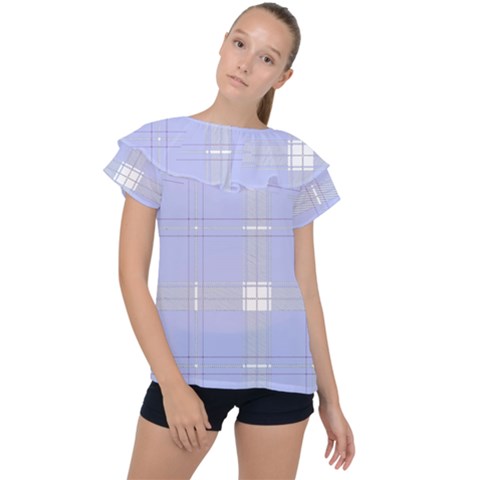 Lighblu Plaid Ruffle Collar Chiffon Blouse by snowwhitegirl