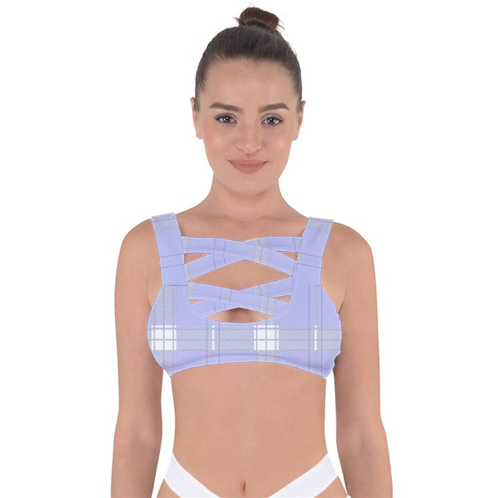 Lighblu Plaid Bandaged Up Bikini Top