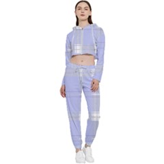 Lighblu Plaid Cropped Zip Up Lounge Set