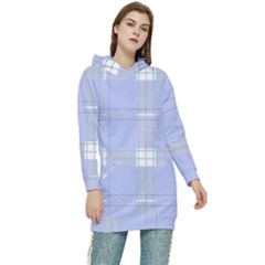 Lighblu Plaid Women s Long Oversized Pullover Hoodie