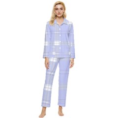 Lighblu Plaid Womens  Long Sleeve Pocket Pajamas Set