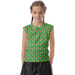 Girl Green Kids  Raglan Cap Sleeve Tee