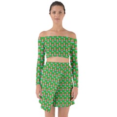 Girl Green Off Shoulder Top With Skirt Set by snowwhitegirl