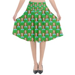 Girl Green Flared Midi Skirt by snowwhitegirl