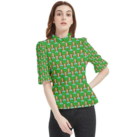 Girl Green Frill Neck Blouse by snowwhitegirl