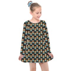 Girl Black Kids  Long Sleeve Dress by snowwhitegirl