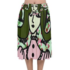 Wicked Witch Wall Velvet Flared Midi Skirt