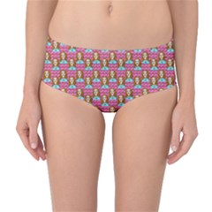 Girl Pink Mid-waist Bikini Bottoms by snowwhitegirl