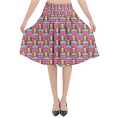 Girl Pink Flared Midi Skirt by snowwhitegirl