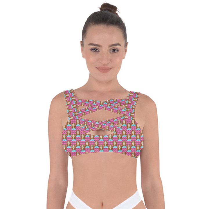 Girl Pink Bandaged Up Bikini Top