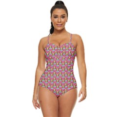 Girl Pink Retro Full Coverage Swimsuit by snowwhitegirl